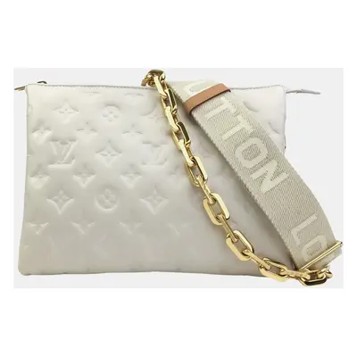 Louis Vuitton Cream Monogram Leather Coussin PM Shoulder Bag