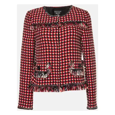 Boutique Moschino Red Tweed Fringed Jacket