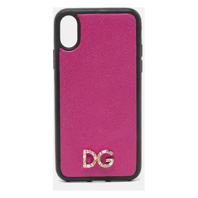 Dolce & Gabbana Pink/Black Leather iPhone X Cover