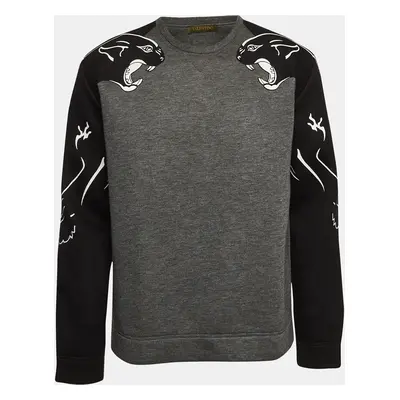 Valentino Grey Panther Print Neoprene Sweatshirt