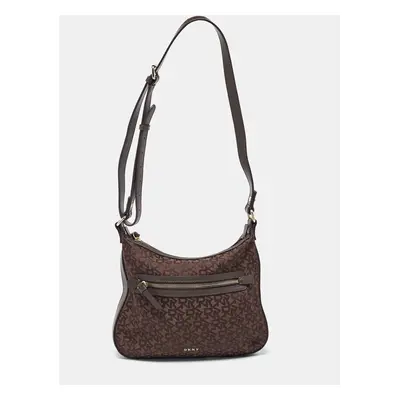 DKNY Brown Monogram Canvas and Leather Crossbody Bag