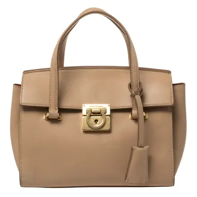 Salvatore Ferragamo Beige Leather Mara Satchel