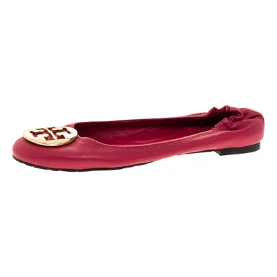 Tory Burch Pink Leather Scrunch Ballet Flats Size 40.5