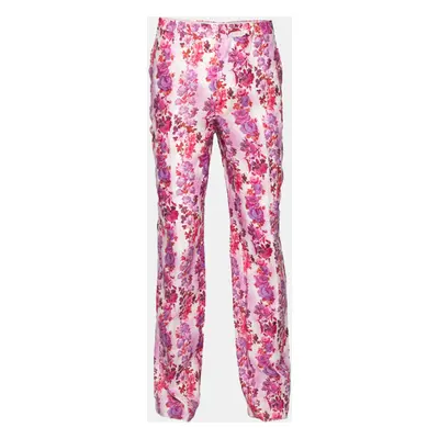 Etro Multicolor Floral Printed Linen Straight Fit Pants