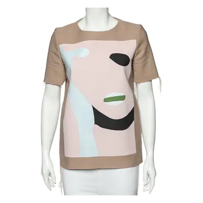 Marni Dusky Pink Printed Cotton Frayed Detailed Top