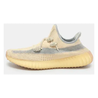 Yeezy x Adidas Beige/Blue Knit Fabric Boost V2 'Linen' Low Top Sneakers 2/3