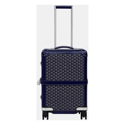 Goyard Navy Blue Goyardine Canvas & Clamecy Cowhide Bourget PM Trolley Case