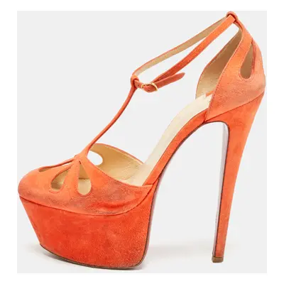 Christian Louboutin Orange Suede Mayada Pumps Size 37.5