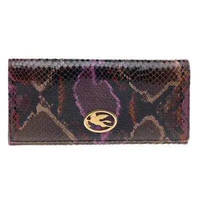 Etro Multicolor Python Effect Leather Flap Continental Wallet