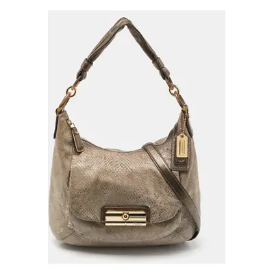 Coach Grey Python Embossed Leather and Leather Kristin Hobo