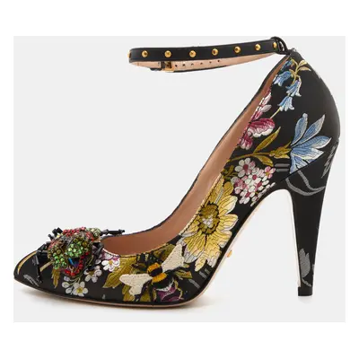 Gucci Multicolor Jacquard Floral Dionysus Ankle Strap Pumps Size 36.5