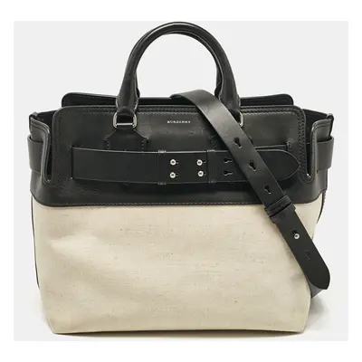 Burberry Black/Natural Canvas and Leather Marais Belt Tote