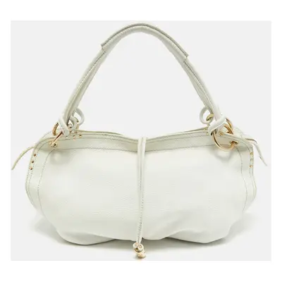 Celine White Leather Bittersweet Studded Hobo