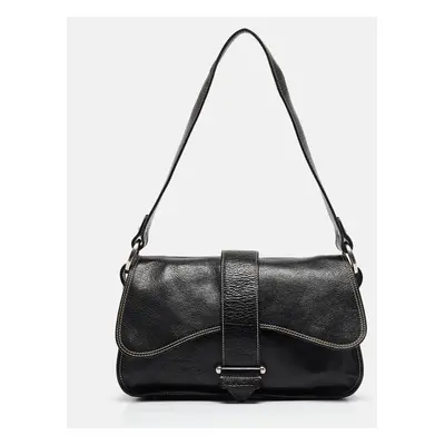 Bally Black Leather Flap Shoulder Bag