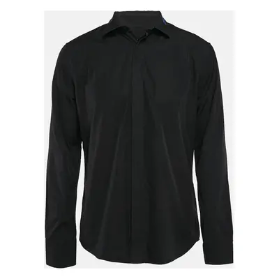 Givenchy Black Cotton Contrast Trim Collar Cotton Shirt