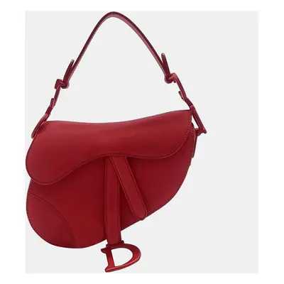 Dior Red Leather Ultra-Matte Mini Saddle Bag