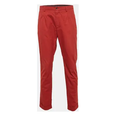 Dolce & Gabbanna Red Cotton Straight Leg Pants