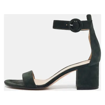 Gianvito Rossi Dark Green Suede Versilia Sandals Size