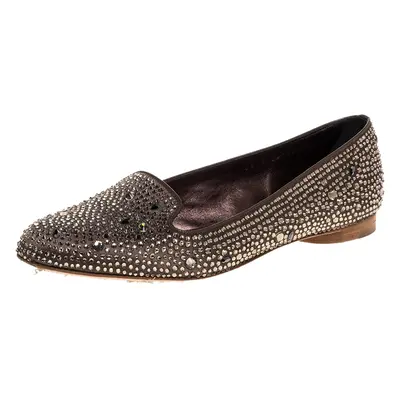 Gina Brown Crystal Embellished Satin Ballet Flats Size 38.5