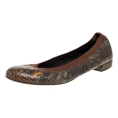 Stuart Weitzman Green Python Embossed Ballet Flats Size