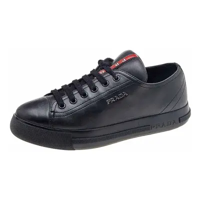 Prada Sport Black Leather Low Top Sneakers Size