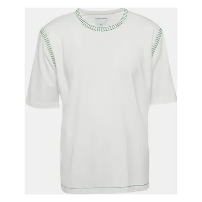 Bottega Veneta White Cotton Cotton Contrast Stitch Detail T-Shirt