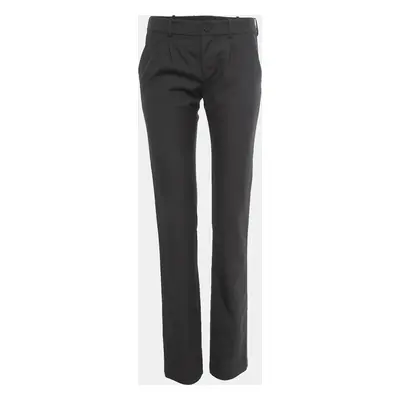 Balenciaga Black Wool Blend Pleated Straight Fit Trousers