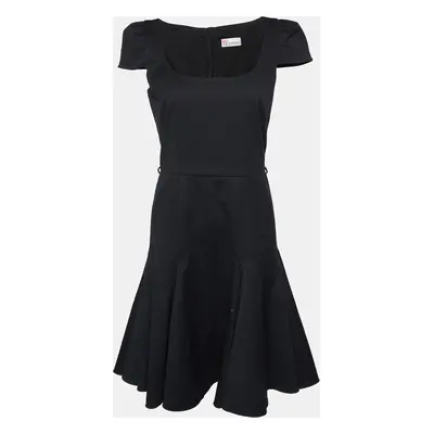 RED Valentino Black Cotton & Wool Flared Midi Dress