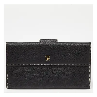 CH Carolina Herrera Black Leather Continental Wallet