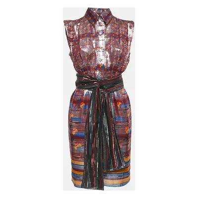 Marc Jacobs Metallic Printed Silk Lurex Sleeveless Mini Dress