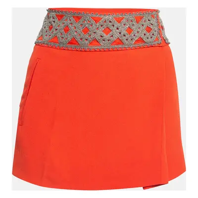 Isabel Marant Orange Embellished Crepe Mini Skirt