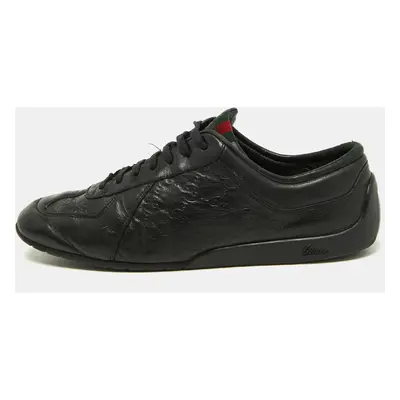 Gucci Black Guccissima Leather Low Top Sneakers Size 44.5