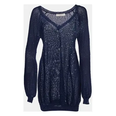 Stella McCartney Navy Blue Sequined Cotton Knit Jumper