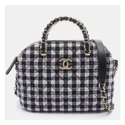 Chanel Black White Multicolor Fabric Small Bag