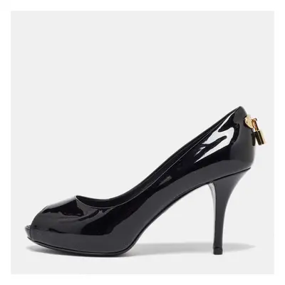 Louis Vuitton Black Patent Leather Oh Really! Peep Toe Pumps