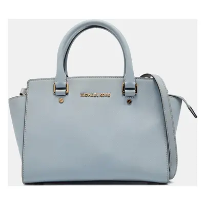 Michael Kors Light Blue Leather Medium Selma Tote