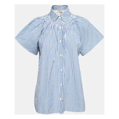 Weekend Max Mara Blue Striped Cotton Short Sleeve Shirt