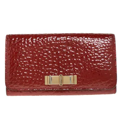 Burberry Red Embossed Patent Leather Penrose Continental Wallet