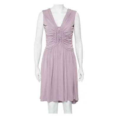 Fendi Lilac Knit Ruched Detail Mini Dress