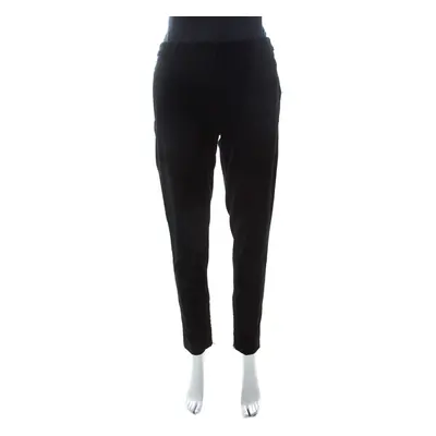 Miu Miu Black Velvet Stretch Ankle Zip Detail Trousers