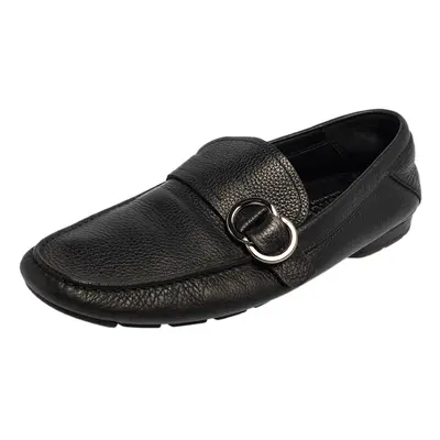 Versace Black Leather Slip On Loafers Size 43.5