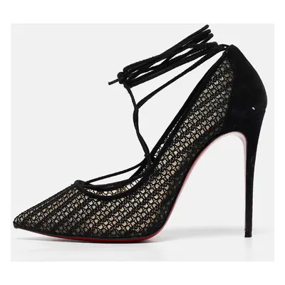 Christian Louboutin Black Mesh and Suede Peropik Pumps Size