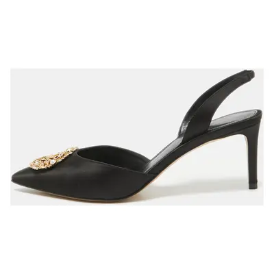 Louis Vuitton Black Satin Met Slingback Pumps Size