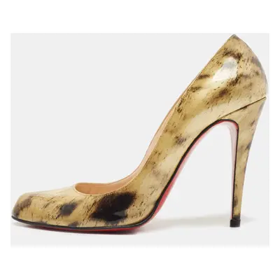 Christian Louboutin Two Tone Animal Print Patent Leather Pumps Size 38.5