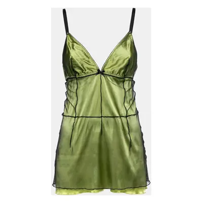 Dolce & Gabbana Underwear Green Silk & Tulle Sleeveless Camisole