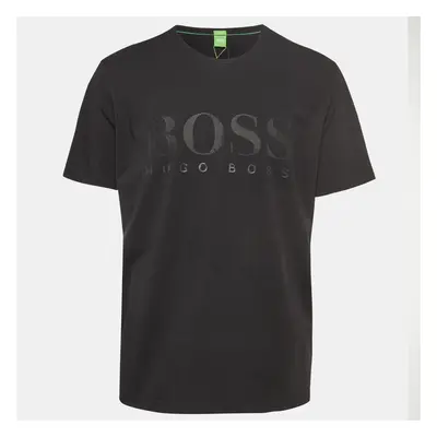 Boss By Hugo Boss Black Logo Print Cotton Knit Half Sleeve T-Shirt