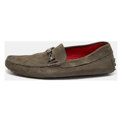 Tods Grey Nubuck Gommino Double T Driving Loafers Size