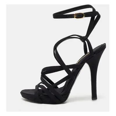 Dolce & Gabbana Black Canvas Strappy Sandals Size 37.5