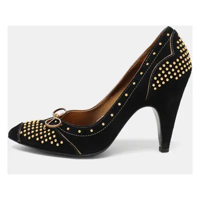 Miu Miu Black Studded Suede Bow Pumps Size