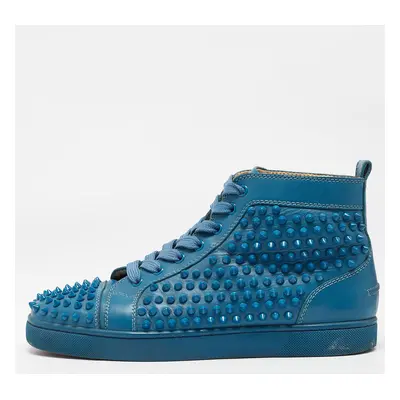 Christian Louboutin Blue Leather Louis Spikes Sneakers Size